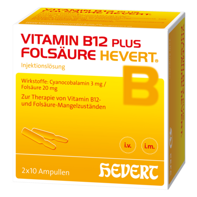 VITAMIN B12 PLUS Folsäure Hevert a 2 ml Ampullen