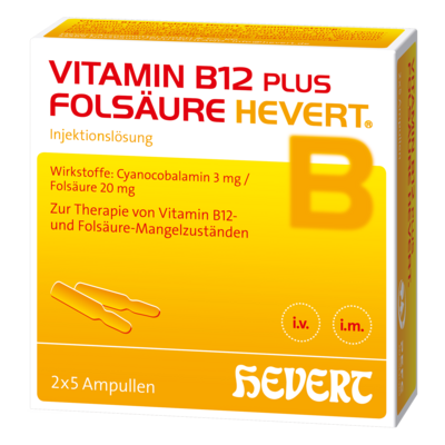 VITAMIN B12 PLUS Folsäure Hevert a 2 ml Ampullen