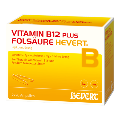 VITAMIN B12 PLUS Folsäure Hevert a 2 ml Ampullen