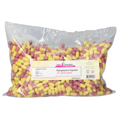 HARTGELATINEKAPSELN Gr.0 pink/gelb